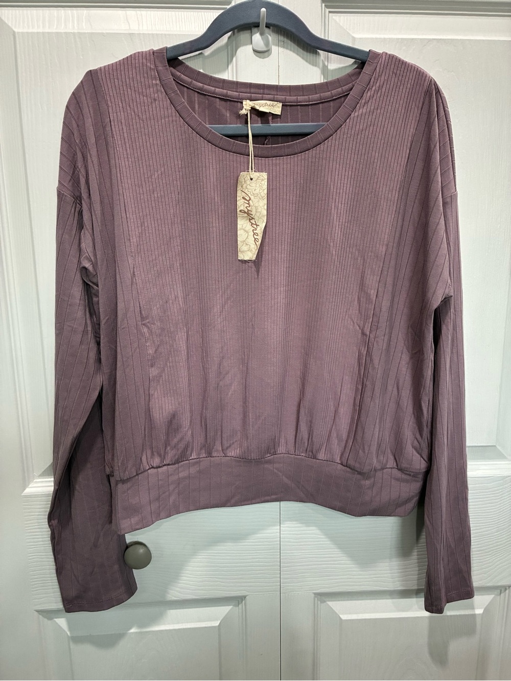 Mystree Ribbed Two-Piece Lounge Set in Dusty Lavender - Picture 2 of 8